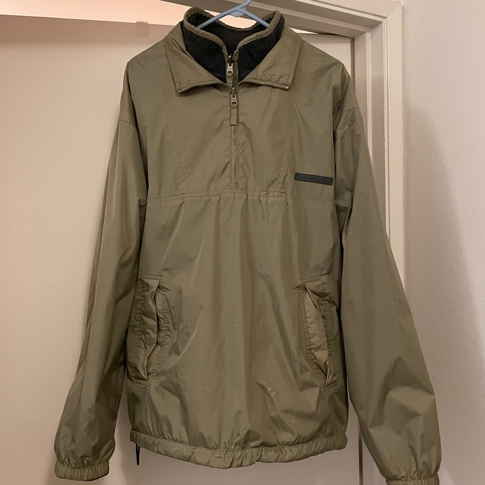 Vintage Old Navy Tan Quarter Zip Fleece-Lined Windbreaker Jacket